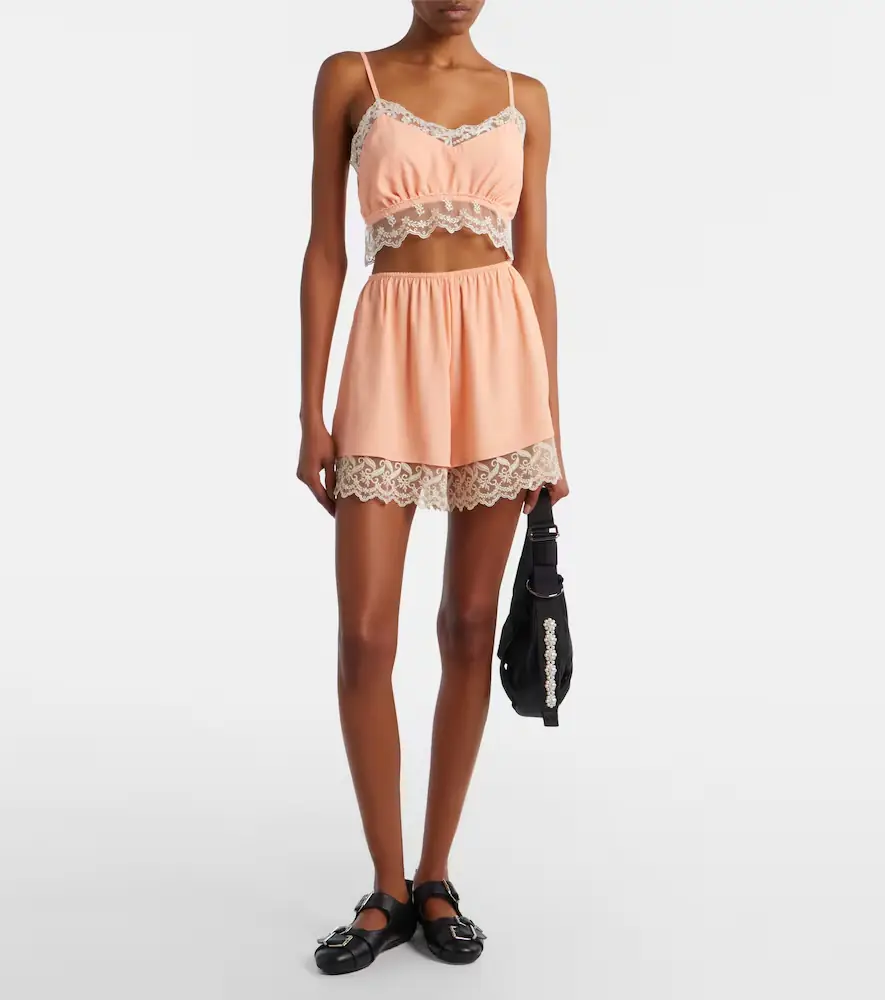 Simone Rocha Lace-trimmed satin shorts | Thumbnail 5