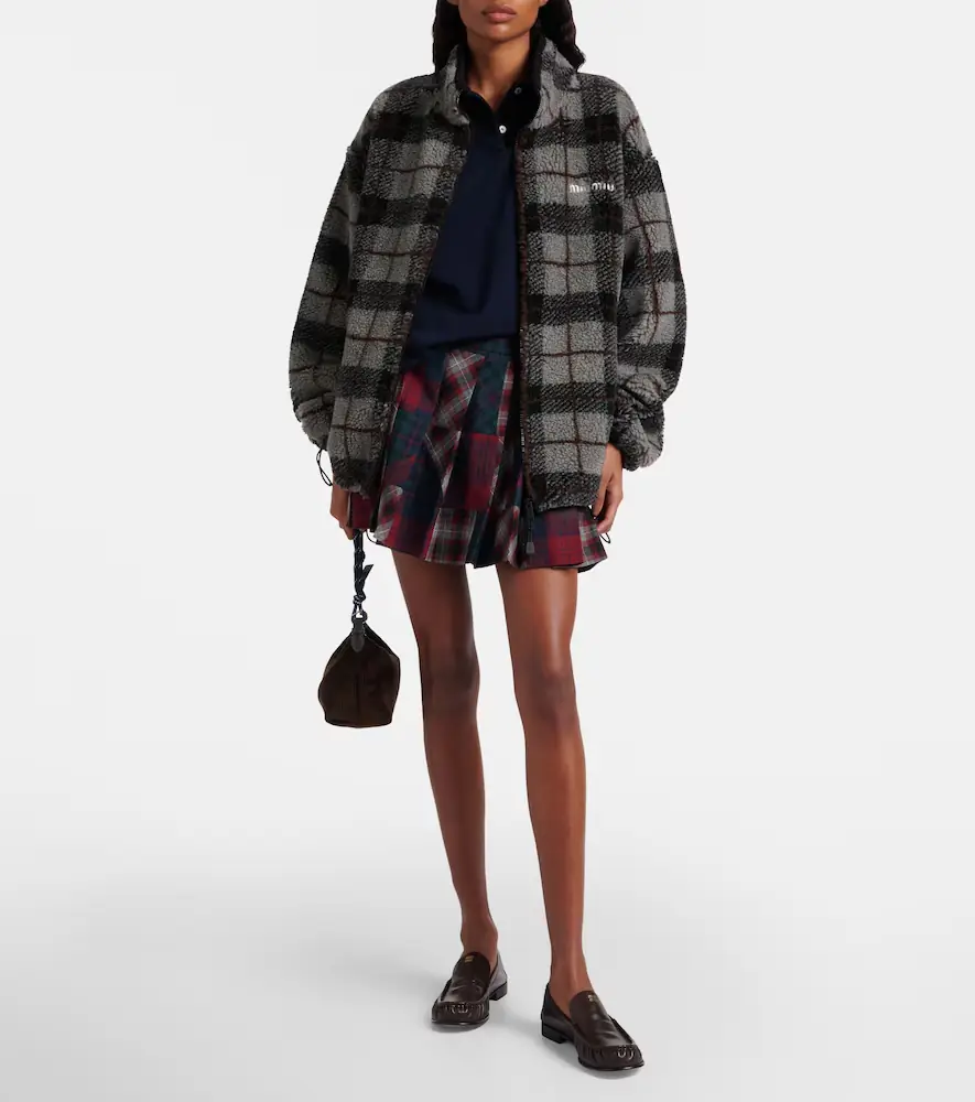 Miu Miu Patchwork plaid virgin wool miniskirt | Thumbnail 4 Miu Miu Patchwork plaid virgin wool miniskirt | Thumbnail 4