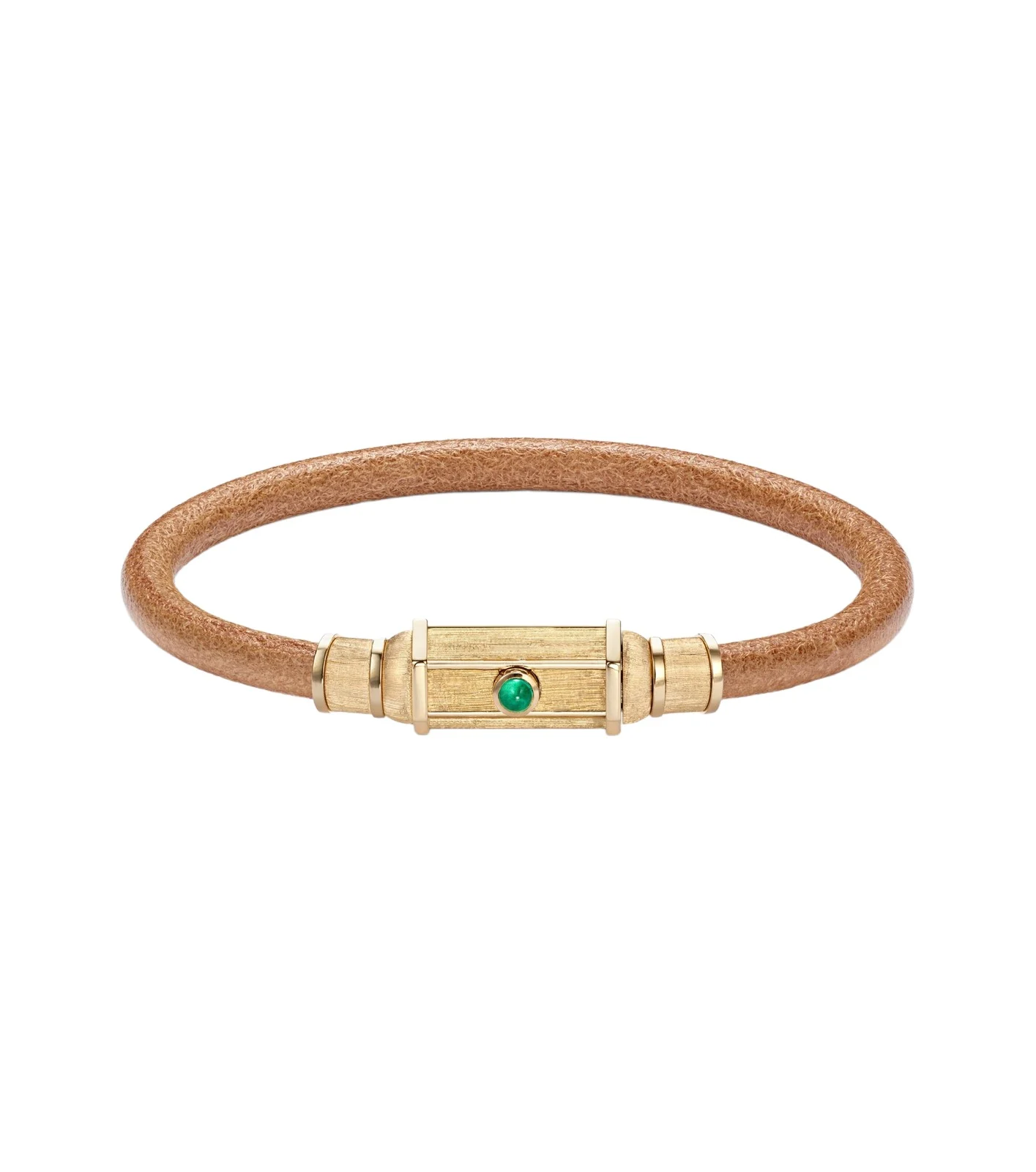 Lasso 18kt gold and leather bracelet with emeralds Lasso 18kt gold and leather bracelet with emeralds