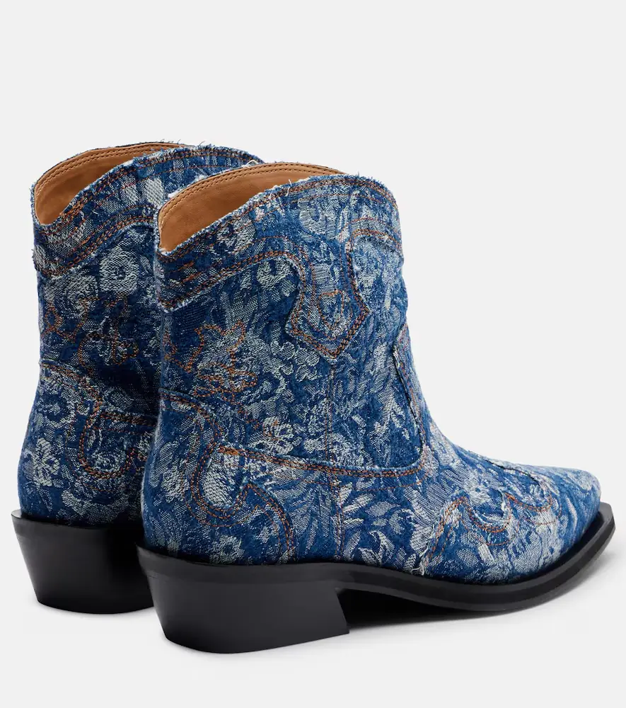 Ganni Low Shaft embroidered jacquard cowboy boots | Thumbnail 3