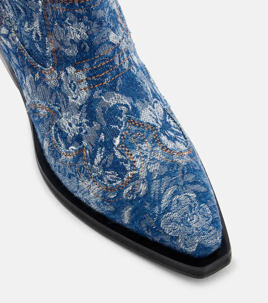 Ganni Low Shaft embroidered jacquard cowboy boots | Thumbnail 4