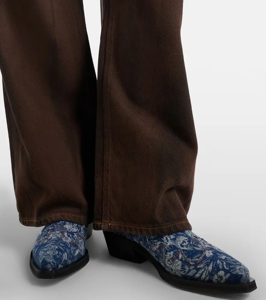 Ganni Low Shaft embroidered jacquard cowboy boots | Thumbnail 6
