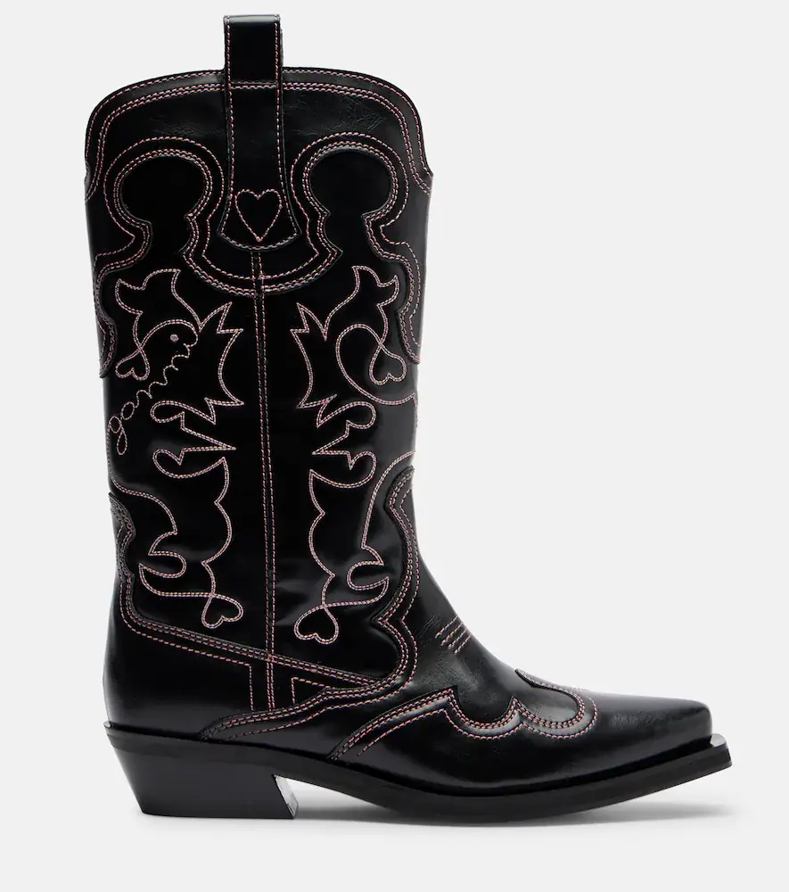 Ganni Mid Shaft embroidered cowboy boots | Thumbnail 2