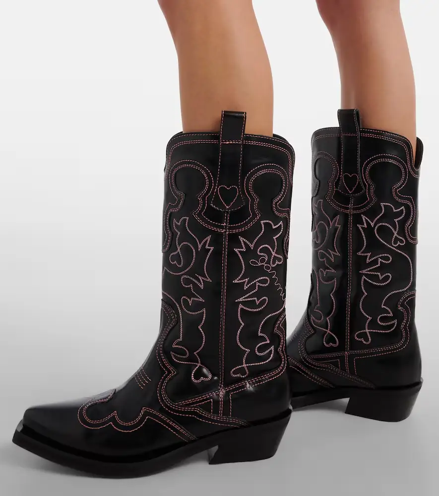 Ganni Mid Shaft embroidered cowboy boots | Thumbnail 5