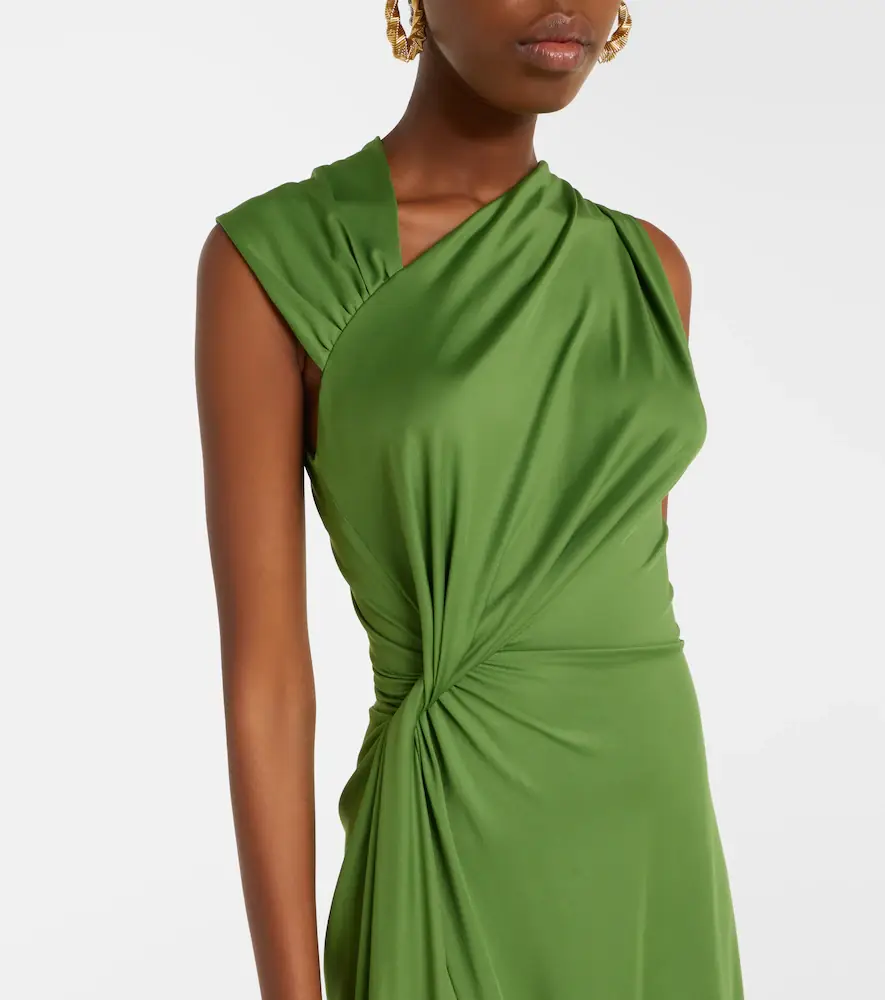 Victoria Beckham Asymmetric gathered jersey midi dress | Thumbnail 2