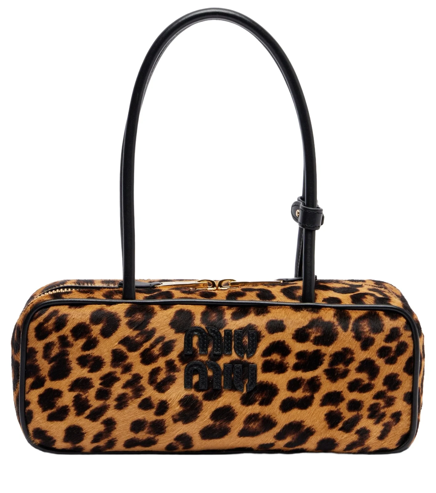 Leopard-print calf hair shoulder bag