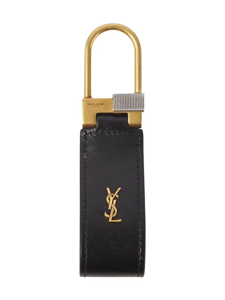 Saint Laurent Tiny Cassandre leather keychain