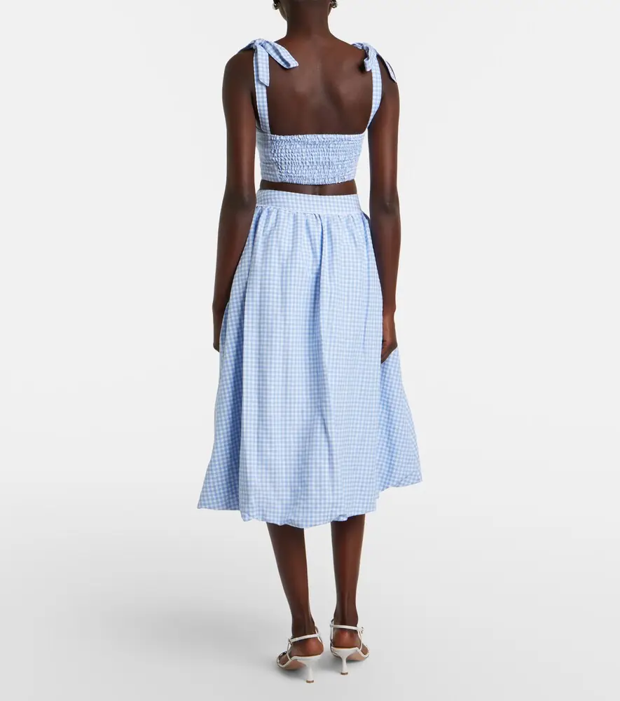 Bananhot Alba gingham cotton poplin midi skirt | Thumbnail 4