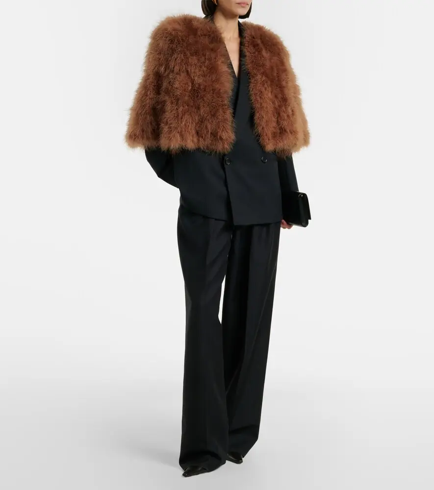 Yves Salomon Cropped feather jacket | Thumbnail 3 Yves Salomon Cropped feather jacket | Thumbnail 3