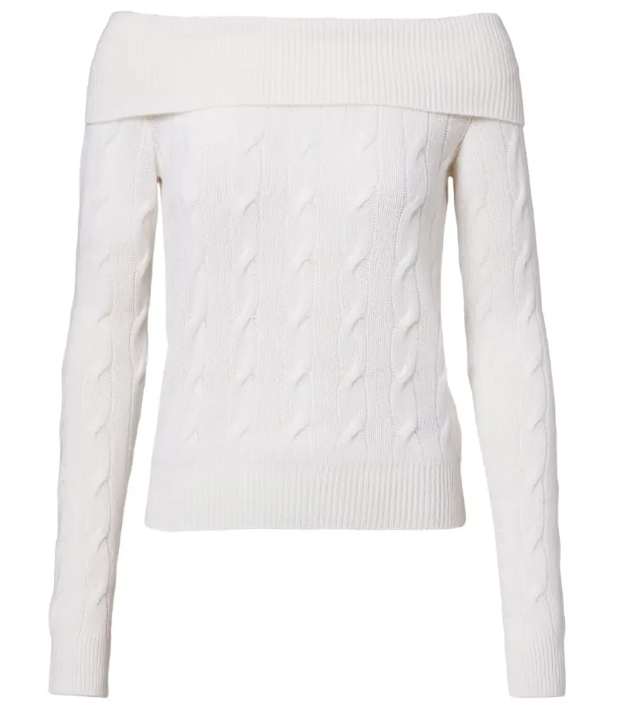 Ralph Lauren Collection Cable-knit off-shoulder cashmere sweater | Image 1 Ralph Lauren Collection Cable-knit off-shoulder cashmere sweater | Image 1