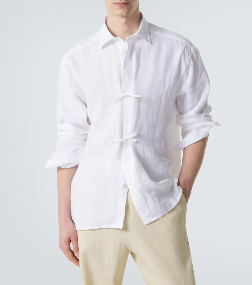 Kiton Dorian bow-detail linen shirt | Thumbnail 2 Kiton Dorian bow-detail linen shirt | Thumbnail 2