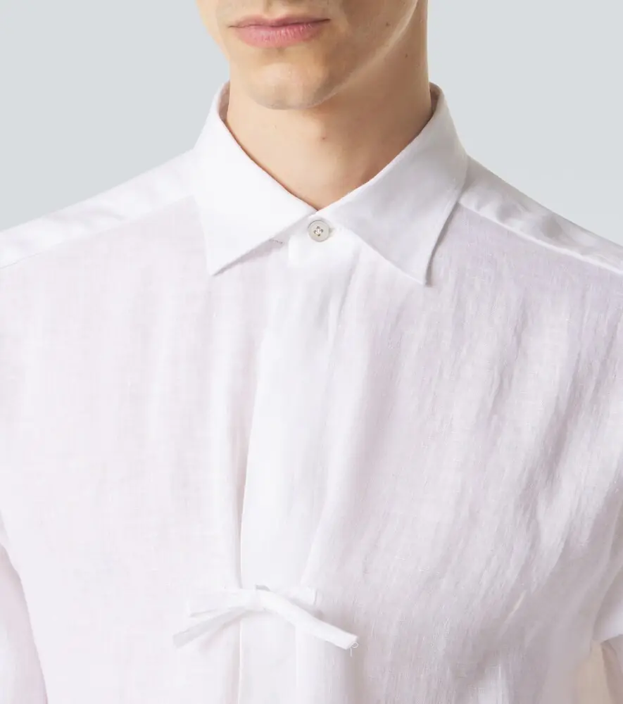 Kiton Dorian bow-detail linen shirt | Thumbnail 4 Kiton Dorian bow-detail linen shirt | Thumbnail 4