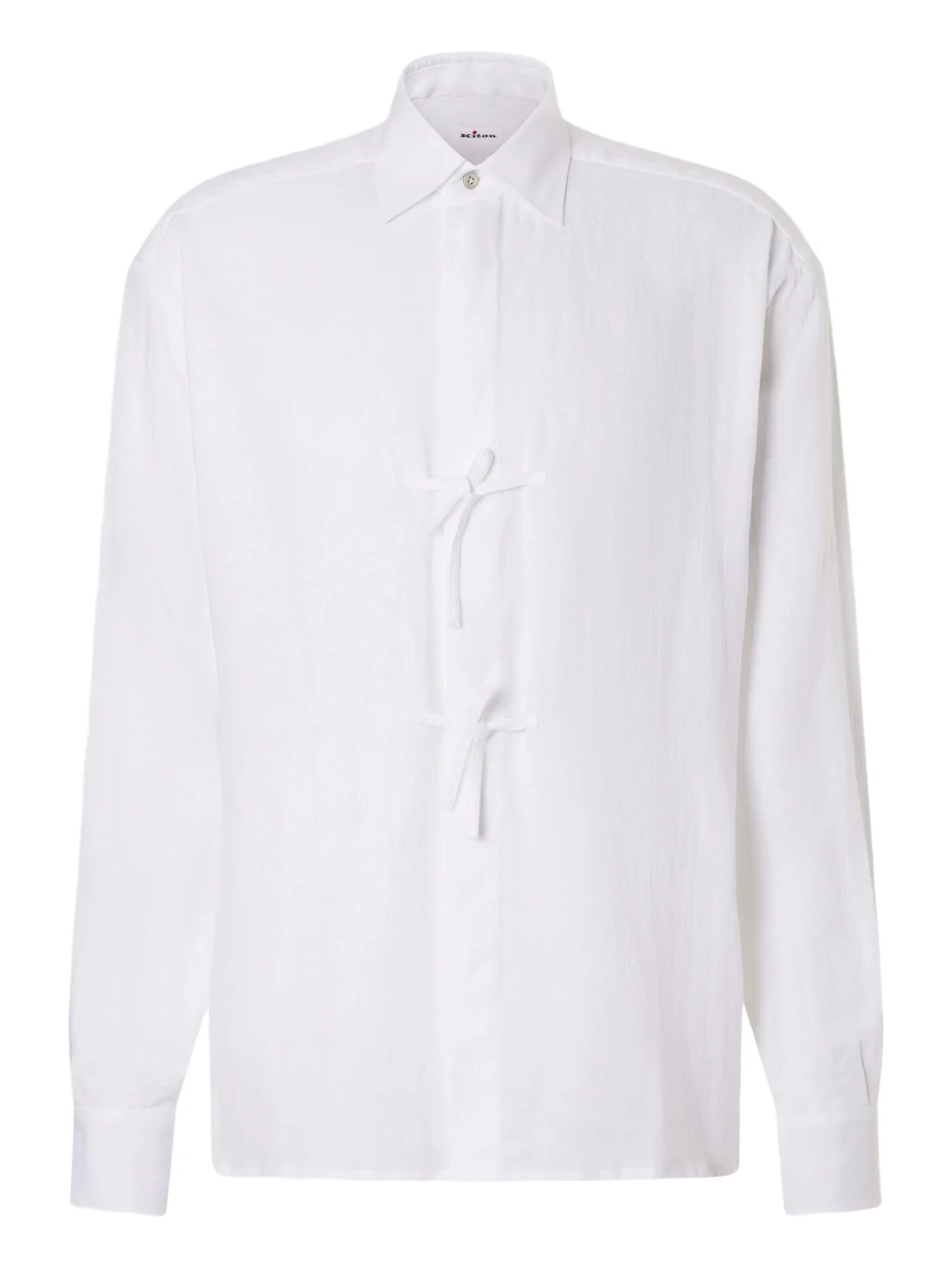 Kiton Dorian bow-detail linen shirt
