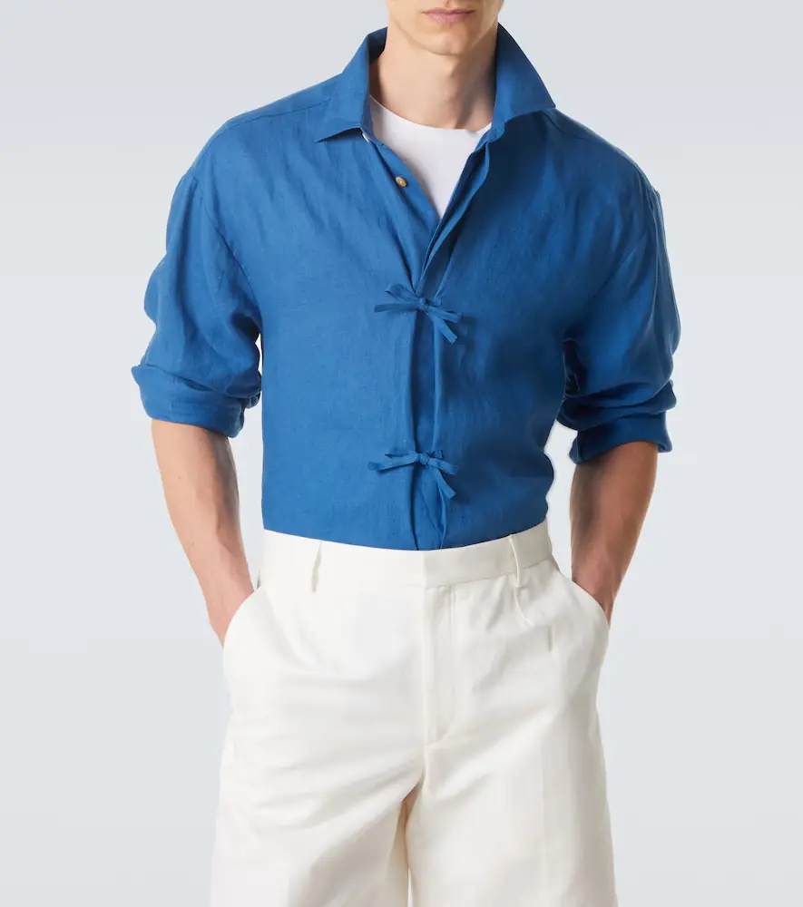 Kiton Bow-detail linen shirt | Thumbnail 5