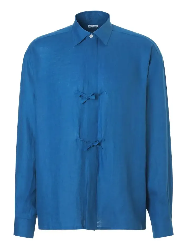 Bow-detail linen shirt