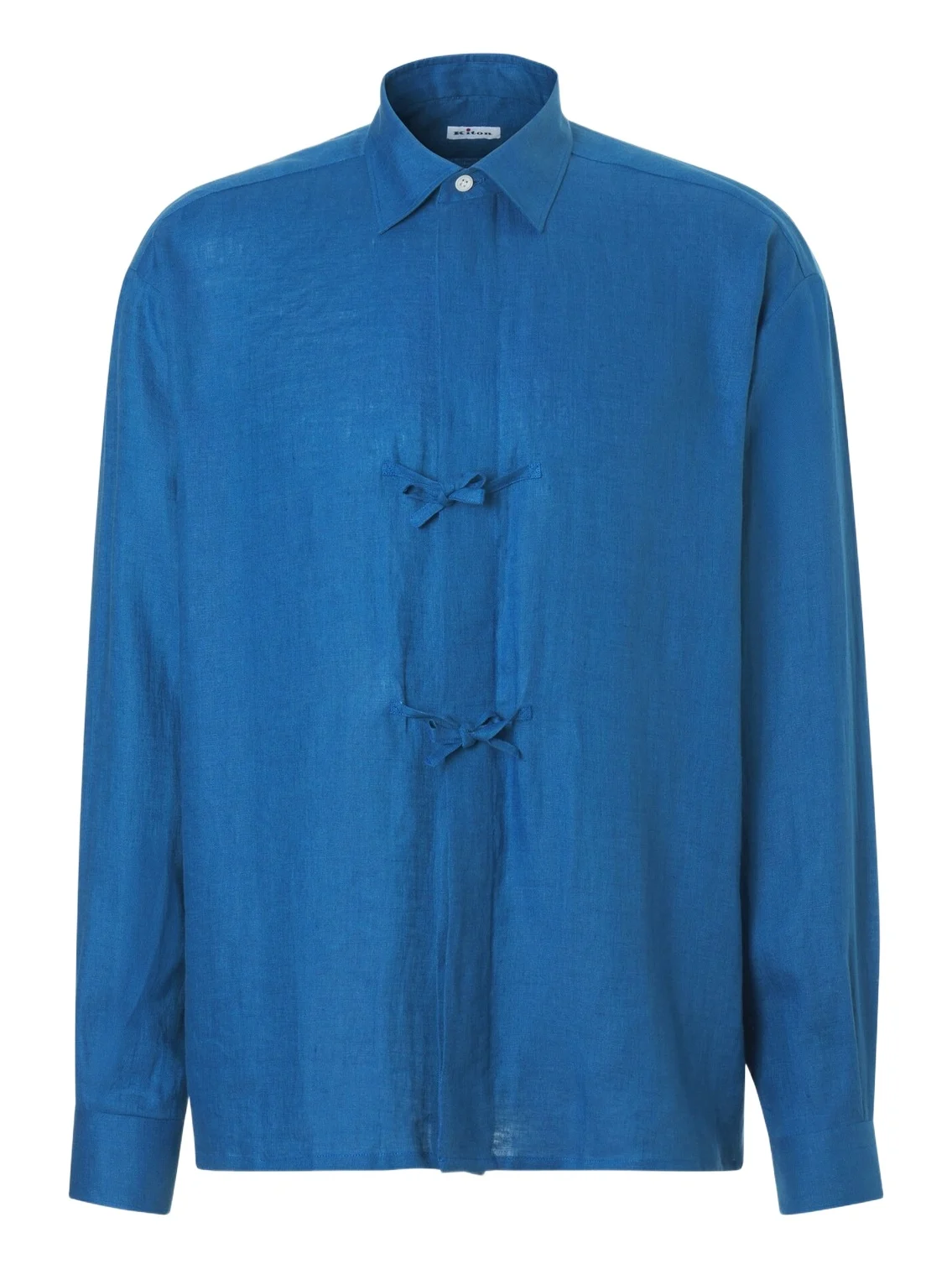 Kiton Bow-detail linen shirt