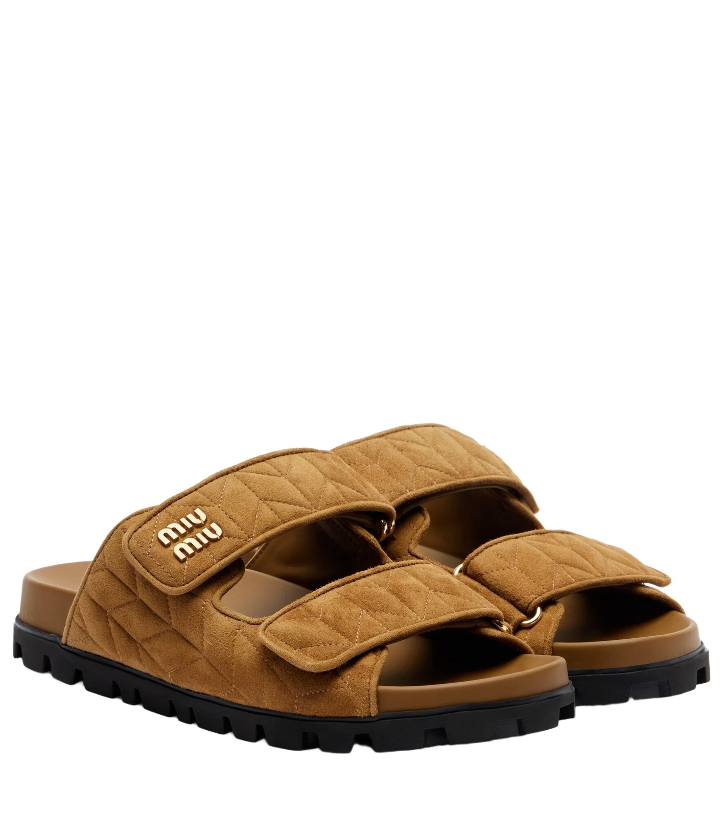 Quilted suede slides Quilted suede slides
