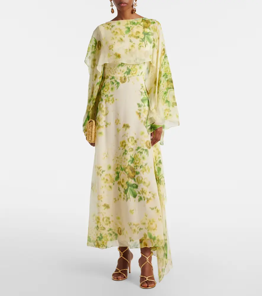 Erdem Draped floral silk creponne midi dress | Thumbnail 3