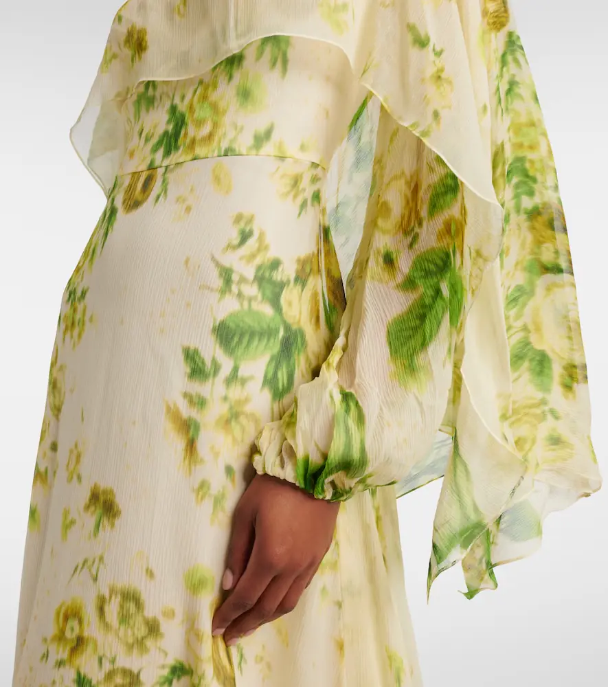 Erdem Draped floral silk creponne midi dress | Thumbnail 4