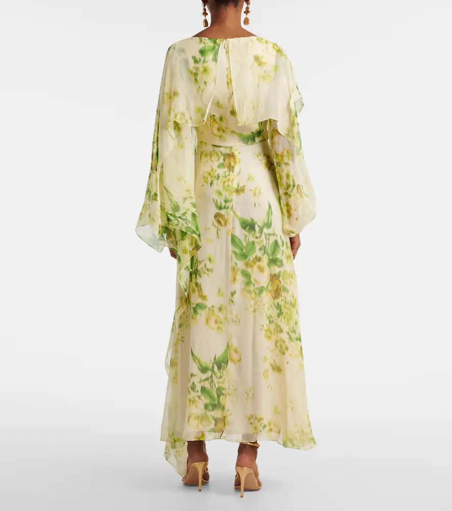 Erdem Draped floral silk creponne midi dress | Thumbnail 5