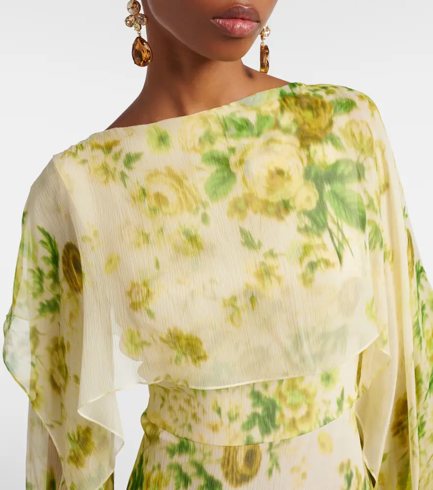 Erdem Draped floral silk creponne midi dress | Thumbnail 6