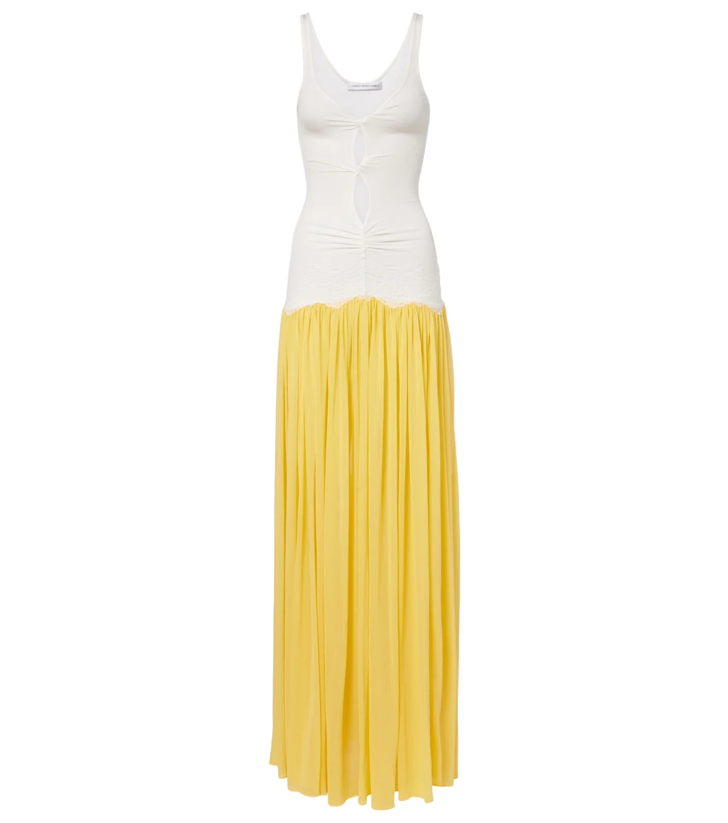 Verner cutout lace-trimmed jersey maxi dress
