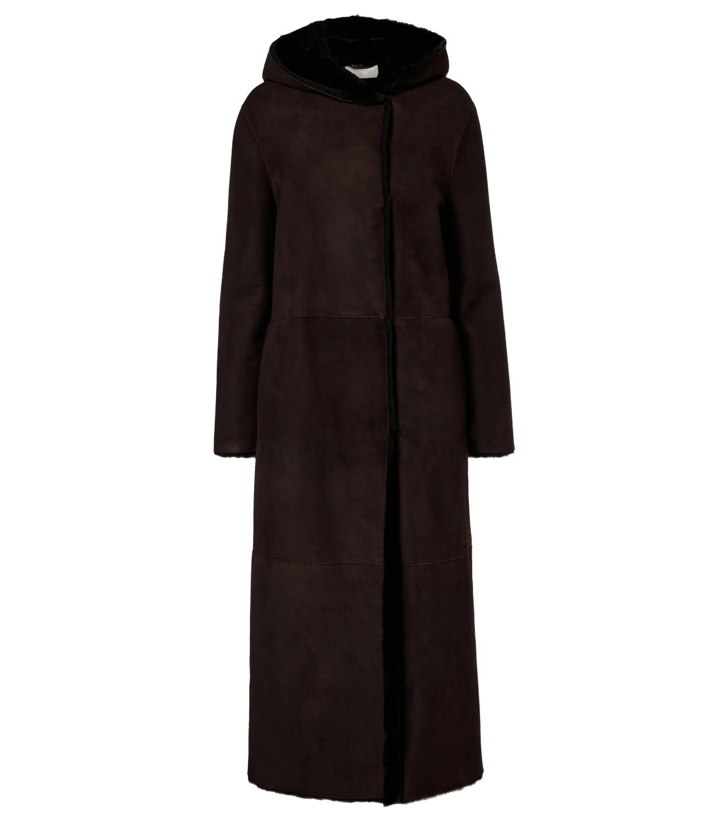 Anaya hooded shearling-trimmed suede coat