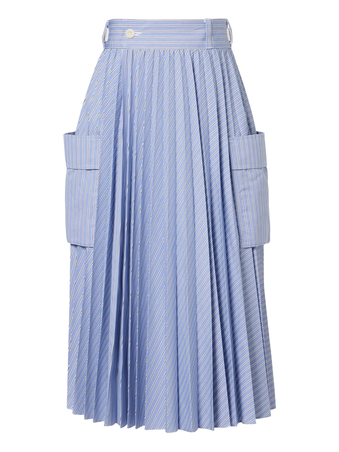 Striped cotton-blend midi skirt