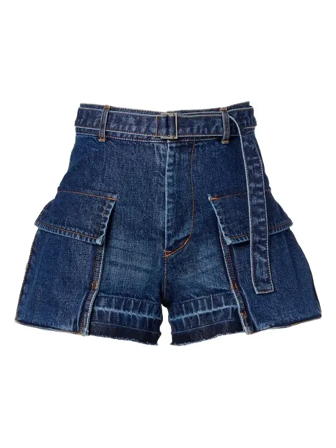 Belted denim shorts Belted denim shorts