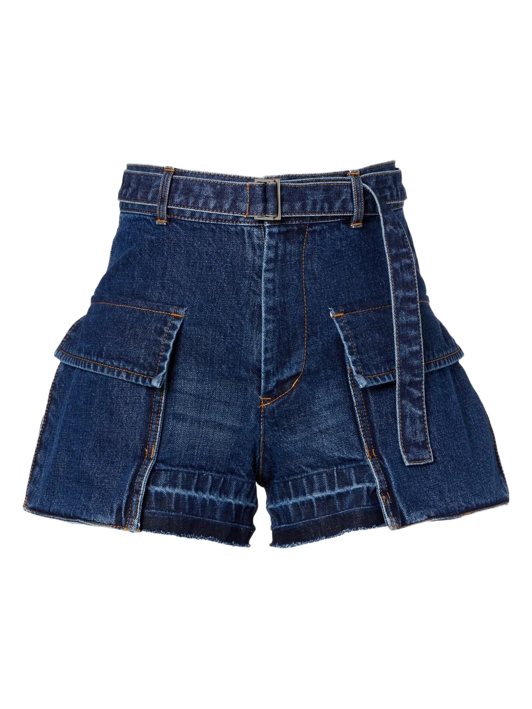 Sacai Belted denim shorts