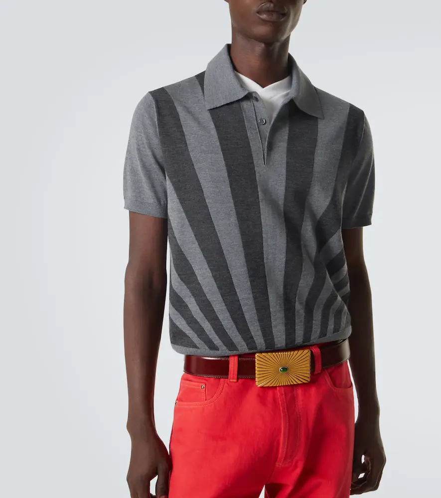 Versace Intarsia virgin wool polo sweater | Thumbnail 4 Versace Intarsia virgin wool polo sweater | Thumbnail 4