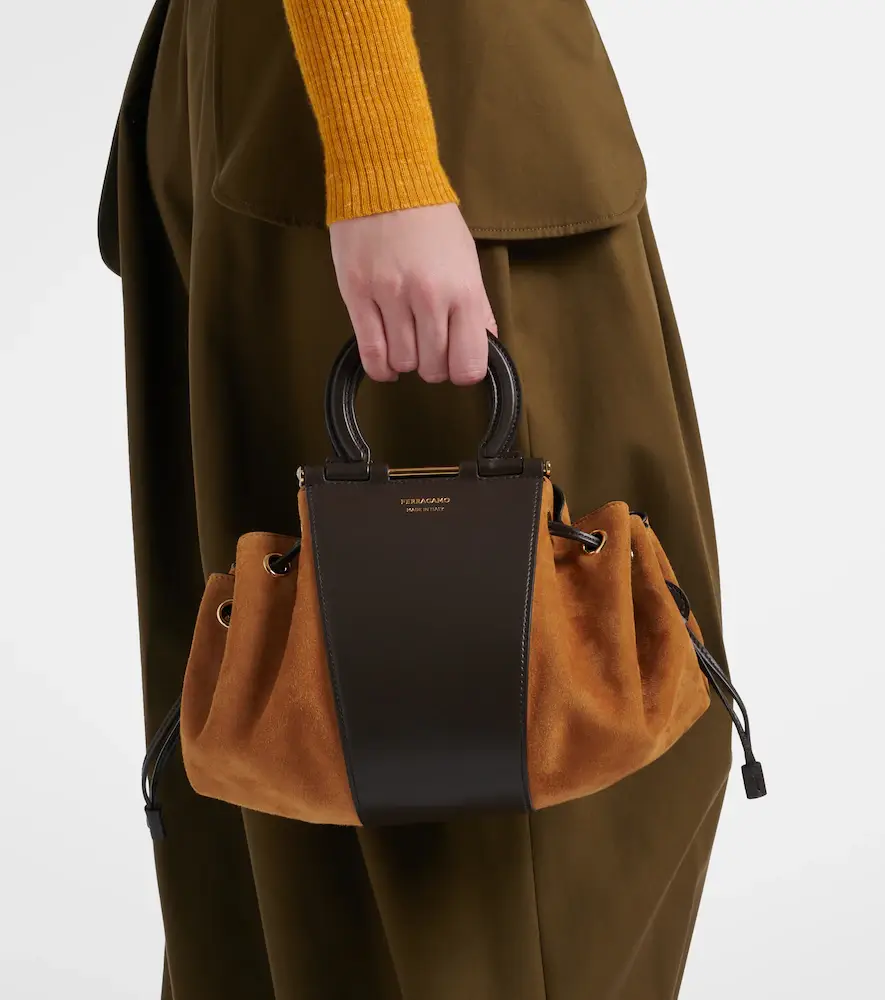Ferragamo Gancio Small suede bucket bag | Thumbnail 4 Ferragamo Gancio Small suede bucket bag | Thumbnail 4