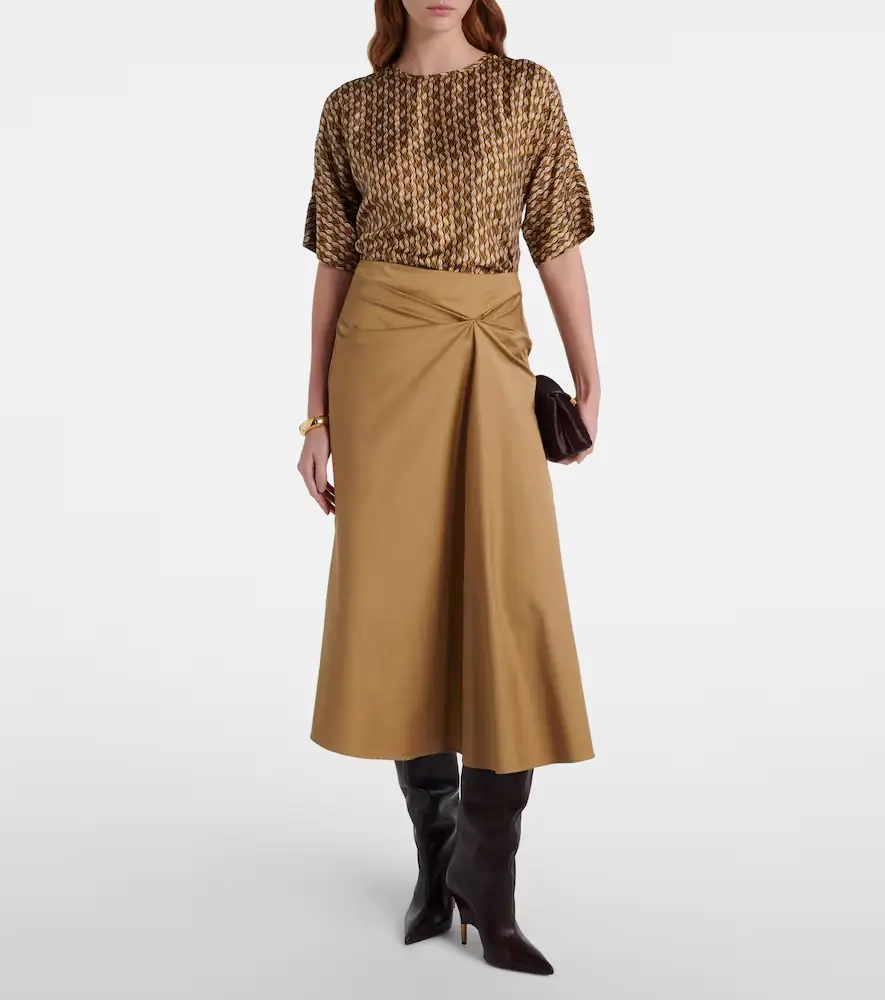 Max Mara Paggi cotton-blend satin midi skirt | Thumbnail 2