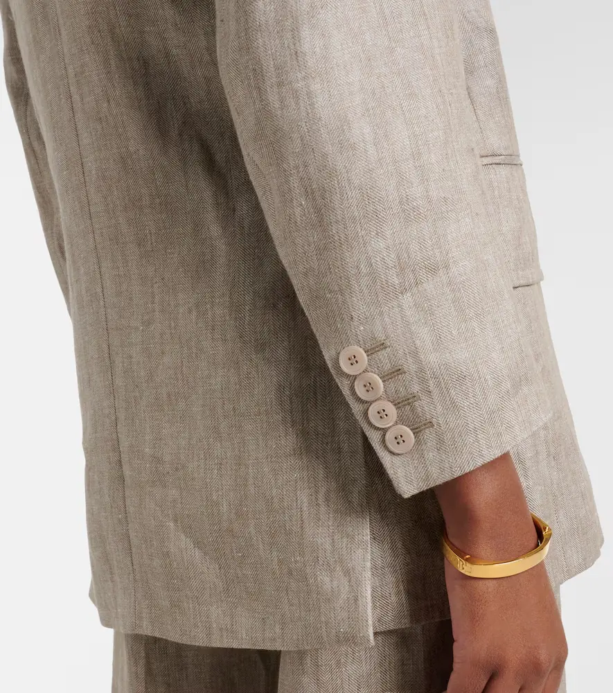 Max Mara Olimpia double-breasted herringbone linen blazer | Thumbnail 3