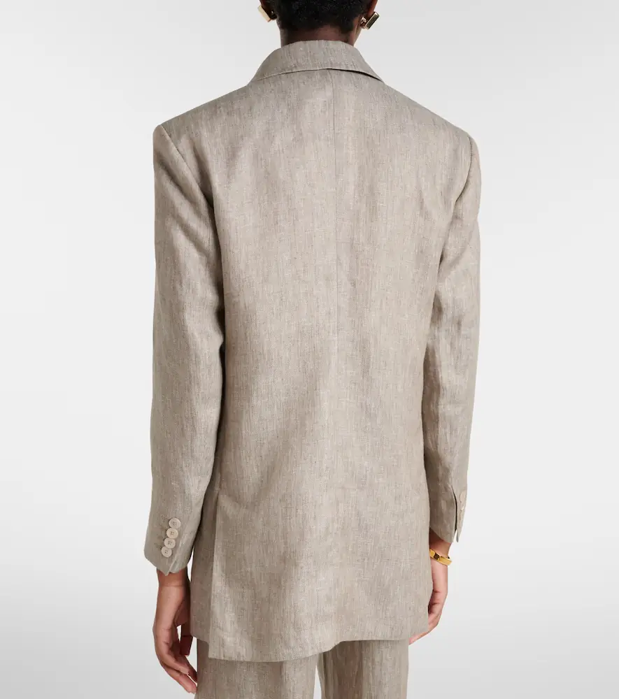 Max Mara Olimpia double-breasted herringbone linen blazer | Thumbnail 4