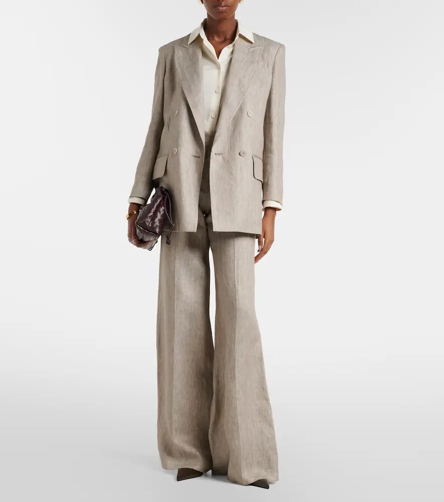 Max Mara Olimpia double-breasted herringbone linen blazer | Thumbnail 5