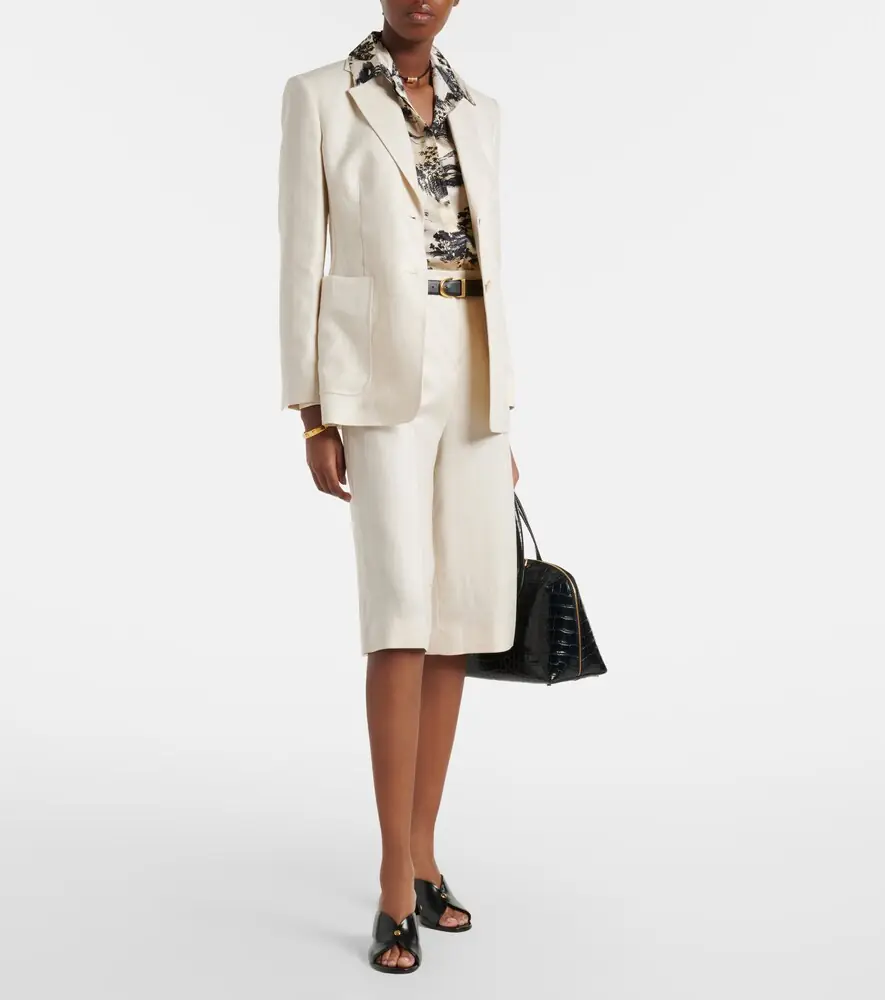 Max Mara Kaki linen wide-leg Bermuda shorts | Thumbnail 4