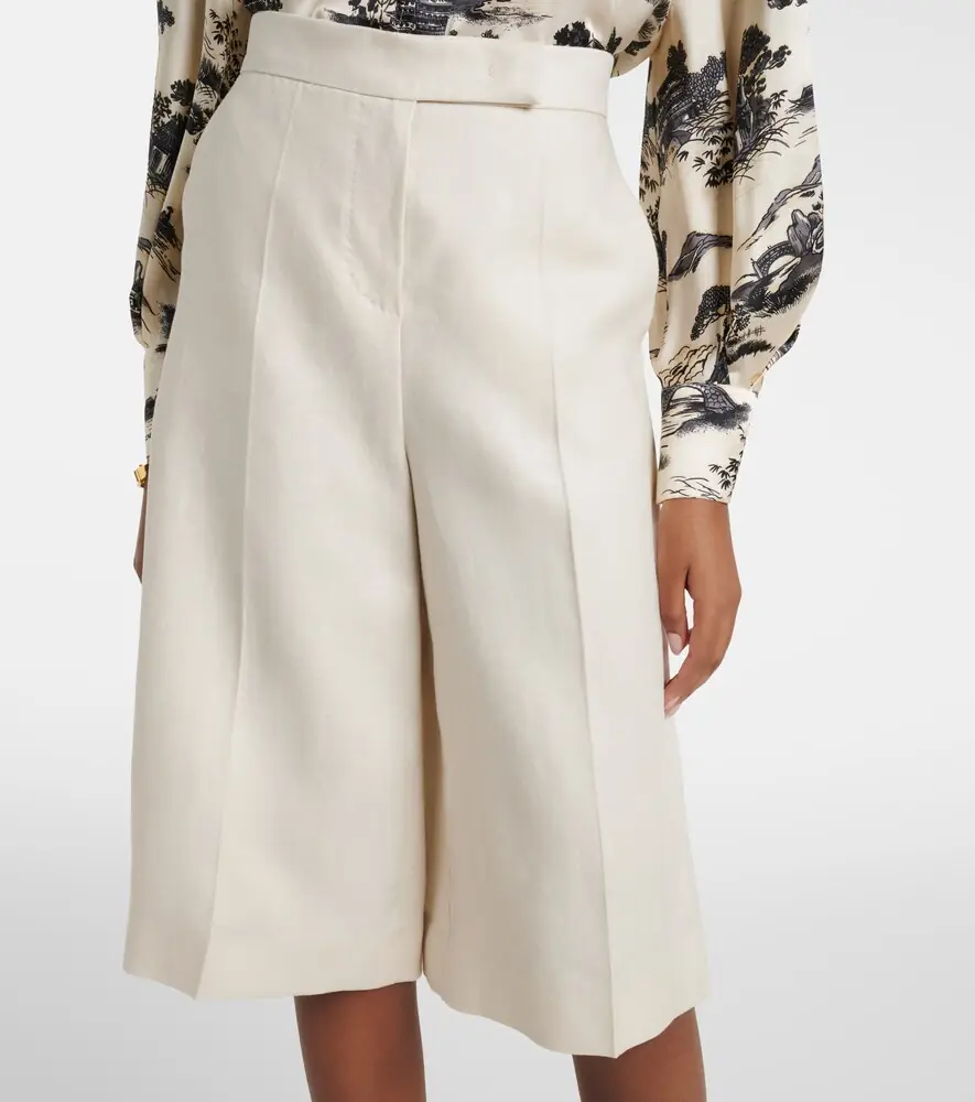 Max Mara Kaki linen wide-leg Bermuda shorts | Thumbnail 6