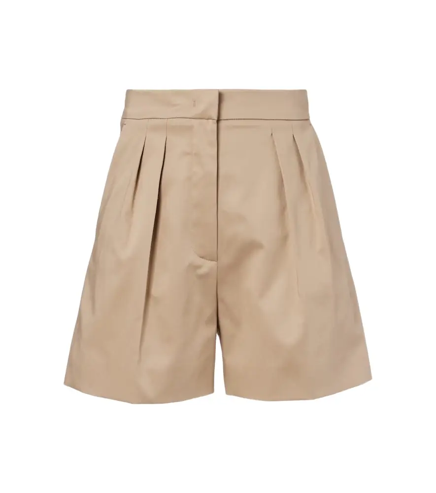Max Mara Tabacco pleated cotton-blend shorts | Image 1 Max Mara Tabacco pleated cotton-blend shorts | Image 1