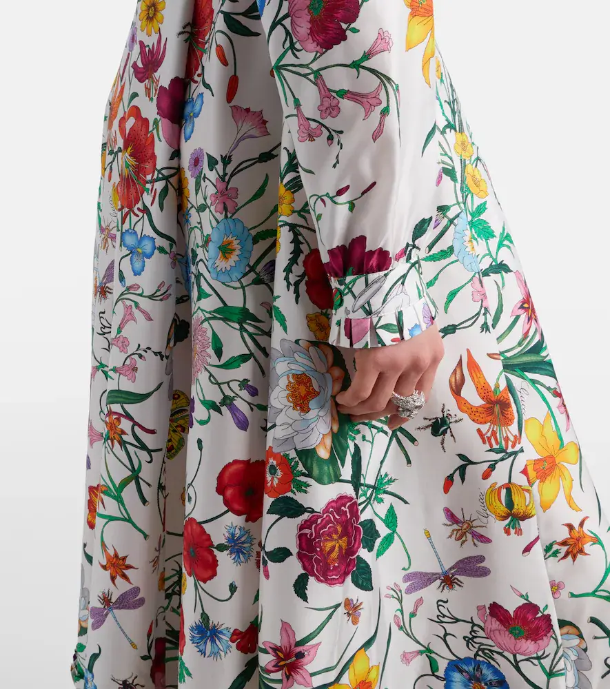 Gucci Floral belted silk twill gown | Thumbnail 2 Gucci Floral belted silk twill gown | Thumbnail 2