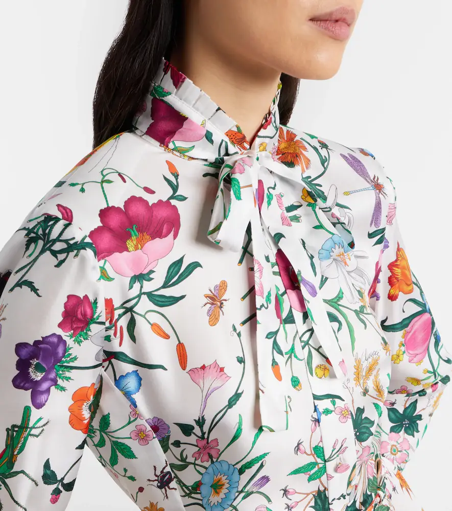 Gucci Floral belted silk twill gown | Thumbnail 6 Gucci Floral belted silk twill gown | Thumbnail 6