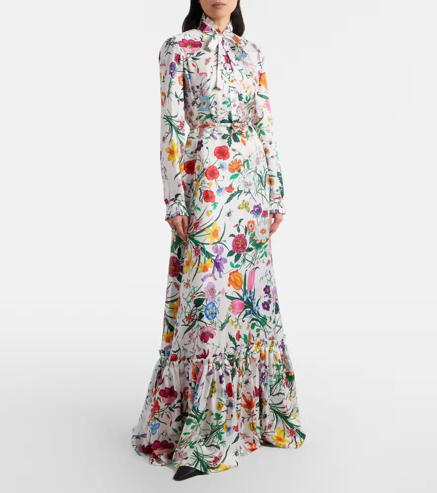 Gucci Floral belted silk twill gown | Thumbnail 8 Gucci Floral belted silk twill gown | Thumbnail 8