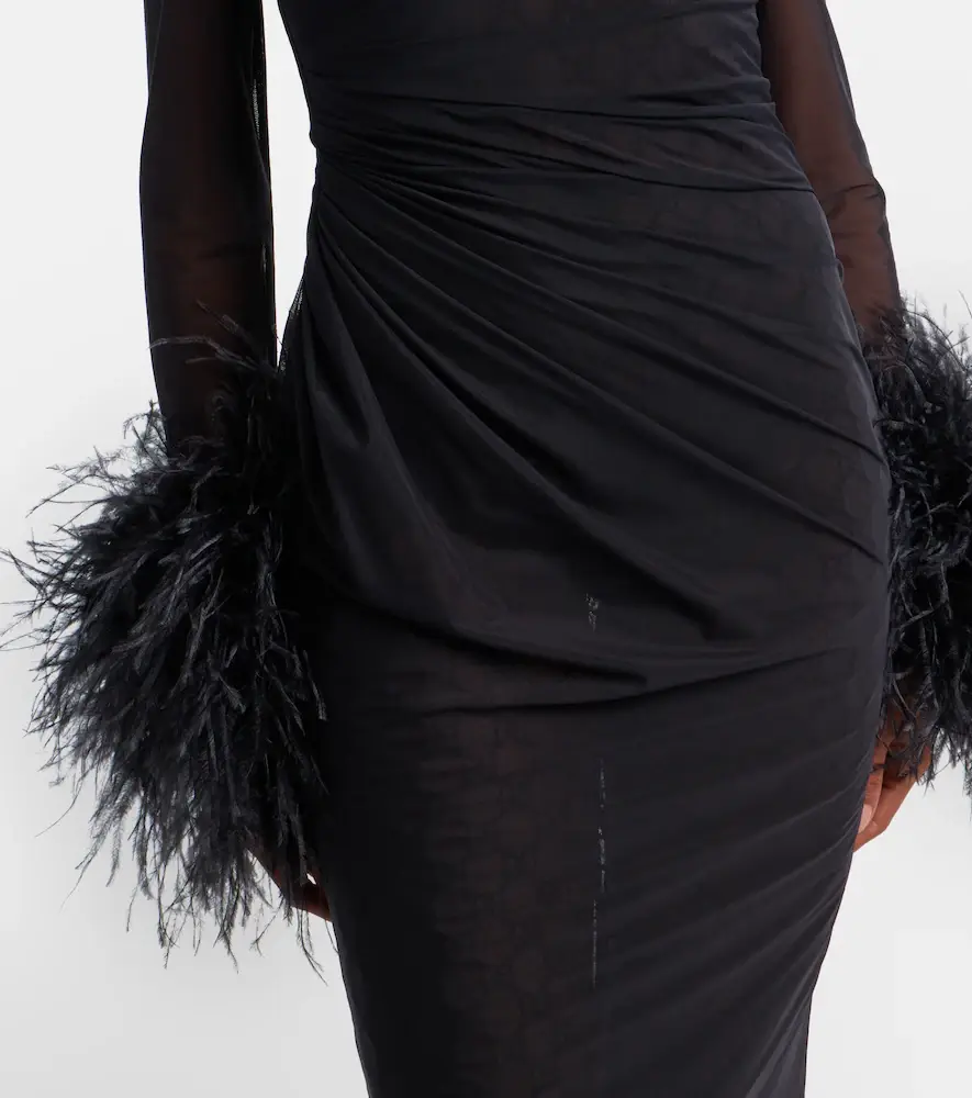 Gucci GG feather-trimmed sheer gown | Thumbnail 3 Gucci GG feather-trimmed sheer gown | Thumbnail 3
