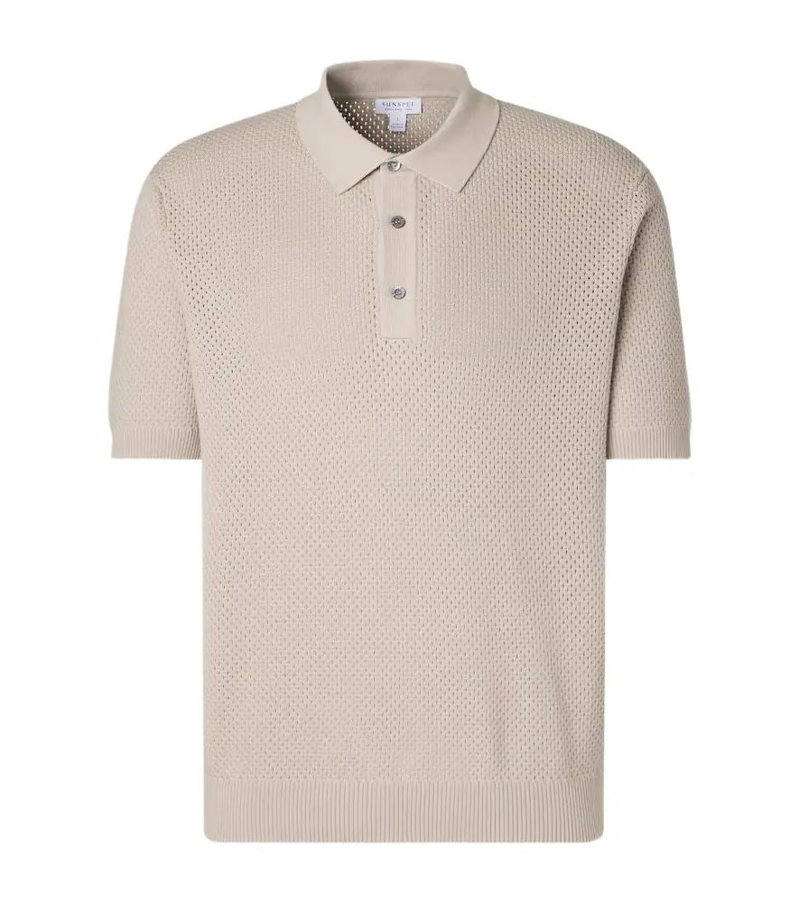 Sunspel Knitted cotton polo shirt
