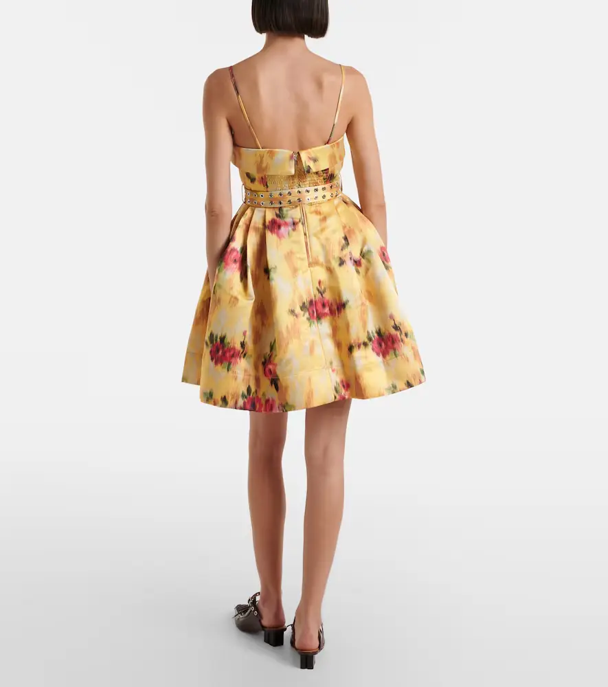 Ganni Pleated printed satin minidress | Thumbnail 2