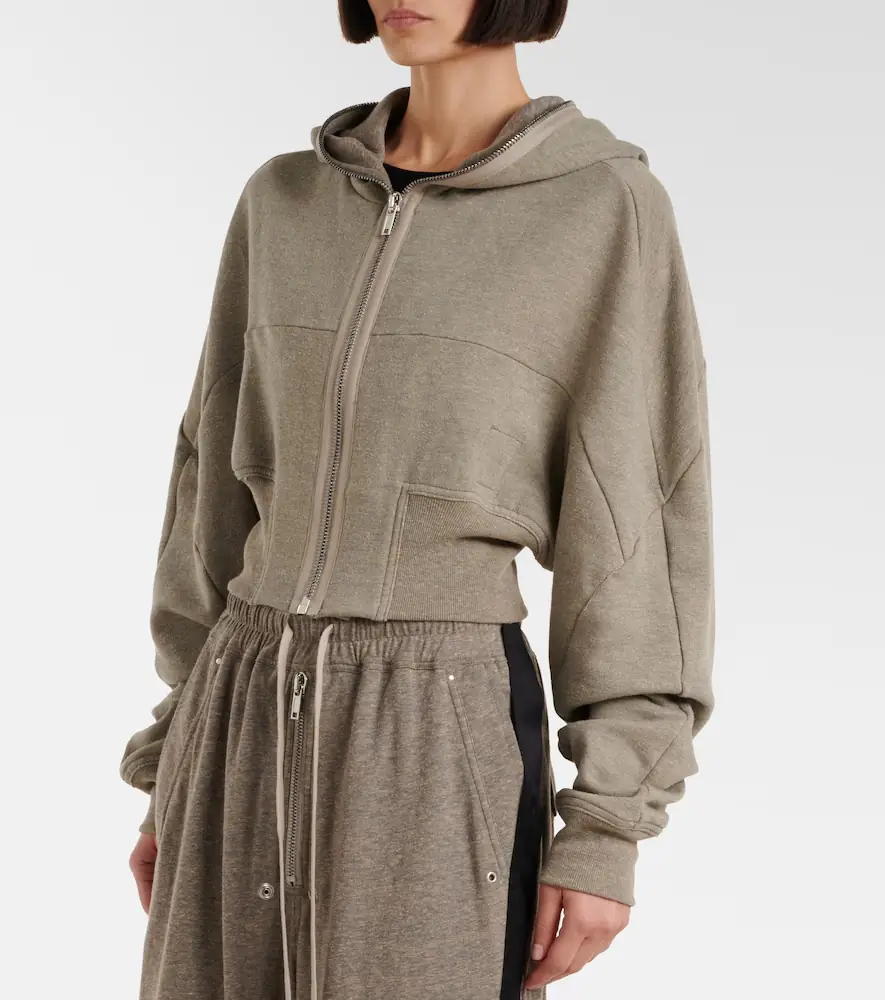 Rick Owens Cropped cotton-blend jersey hoodie | Thumbnail 6 Rick Owens Cropped cotton-blend jersey hoodie | Thumbnail 6