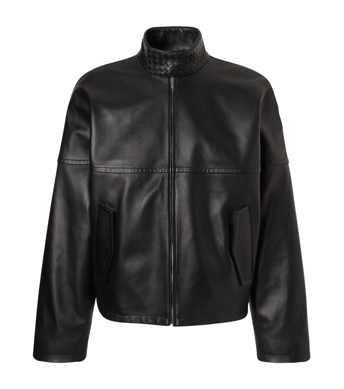 Intrecciato leather blouson jacket Intrecciato leather blouson jacket