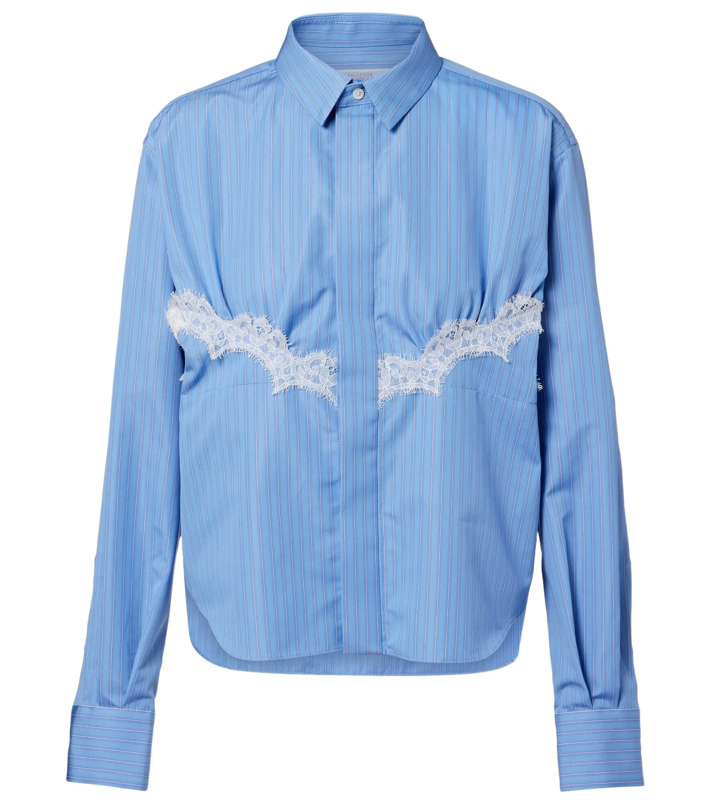 Lace-trimmed striped cotton-blend poplin shirt Lace-trimmed striped cotton-blend poplin shirt