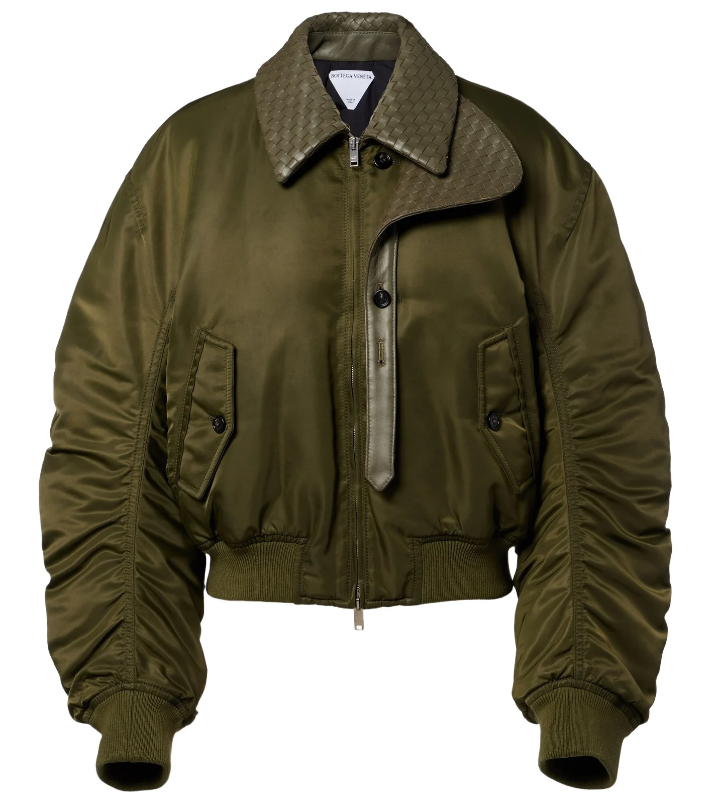 Intrecciato leather-trimmed bomber jacket Intrecciato leather-trimmed bomber jacket