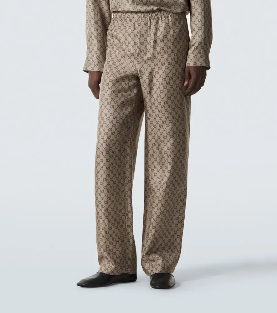 Gucci GG silk twill straight pants | Thumbnail 6 Gucci GG silk twill straight pants | Thumbnail 6